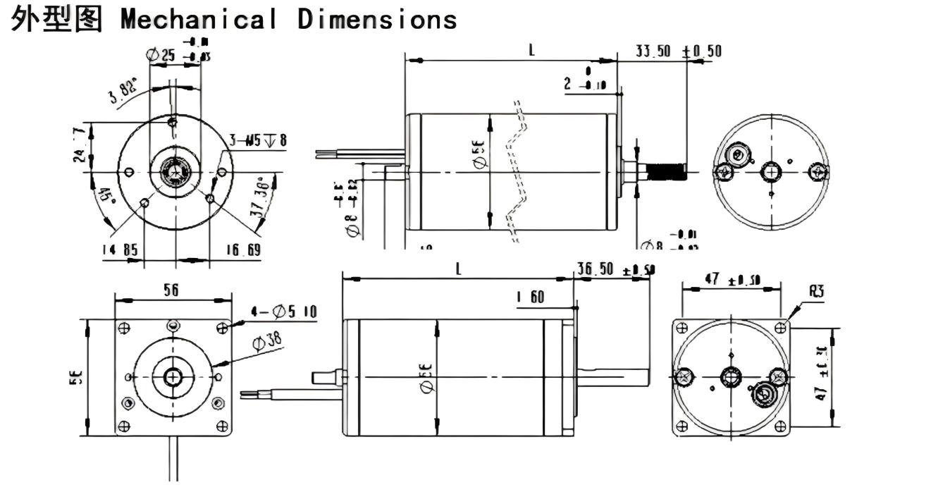 Series-50 Brushed DC Motor Textile Machinery